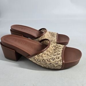 NEW Aerosoles Clark Slide Sandal Natural Raffia Woven Strap 9